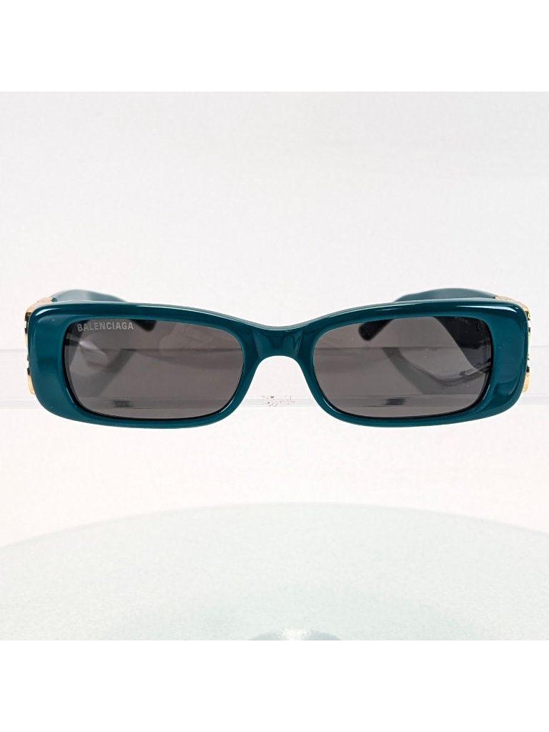 Balenciaga Bb0096s 006 Sunglasses Womens Green Gold Grey Rectangle Shape 51 Mm